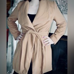 Love tree tan suede like trench coat